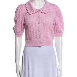 Astr Pink Scalloped Collar Cardigan